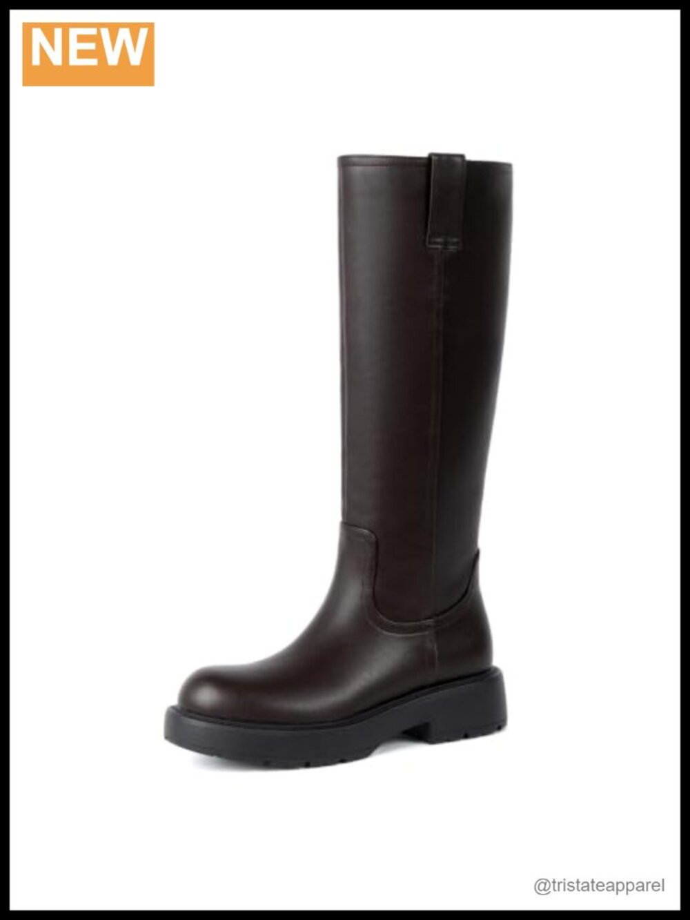 Knee High Boots Low Heel Chunky Fall Tall Riding Boots Women Round Toe